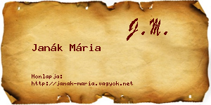 Janák Mária névjegykártya